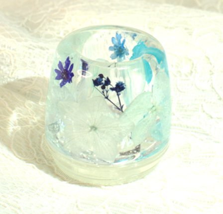 ブルー系のハーバリウムペン立て 印鑑立て 歯ブラシ立て | 森のこびと