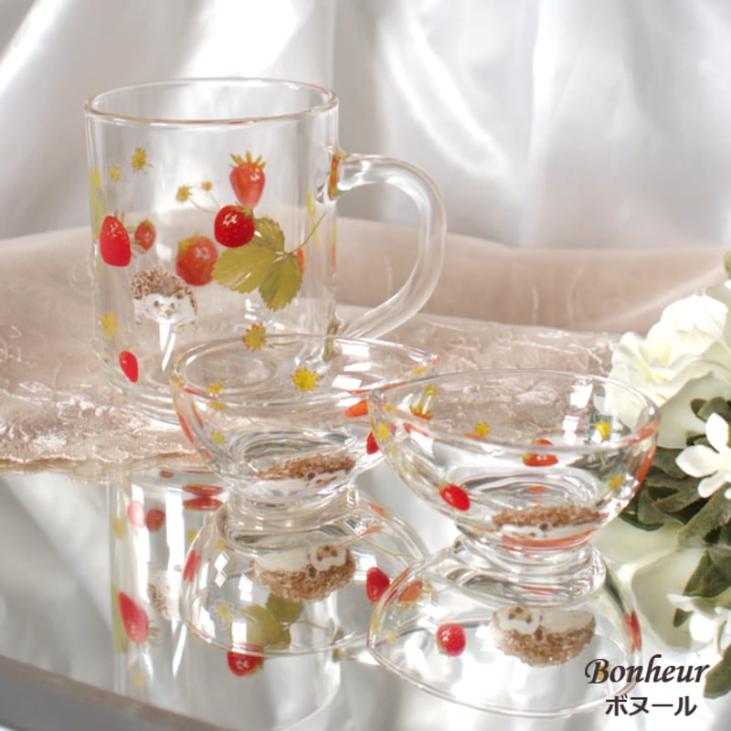 イチゴとハリネズミのガラスのティーポット【再販