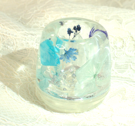 ブルー系のハーバリウムペン立て 印鑑立て 歯ブラシ立て | 森のこびと