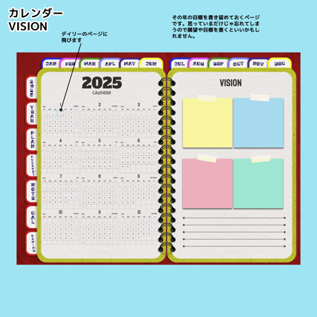 【無料】2025年デジタルプランナーかわいいアメ雑風デザインGoodnote専用icloudカレンダー,リマインダー追加リンク付き【おためし3ヶ月】