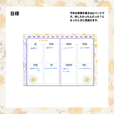 【3月始まり】2025年デジタルプランナーかわいい！Happy!デイジー柄。レシピ、家計簿など多機能【日曜始まり】