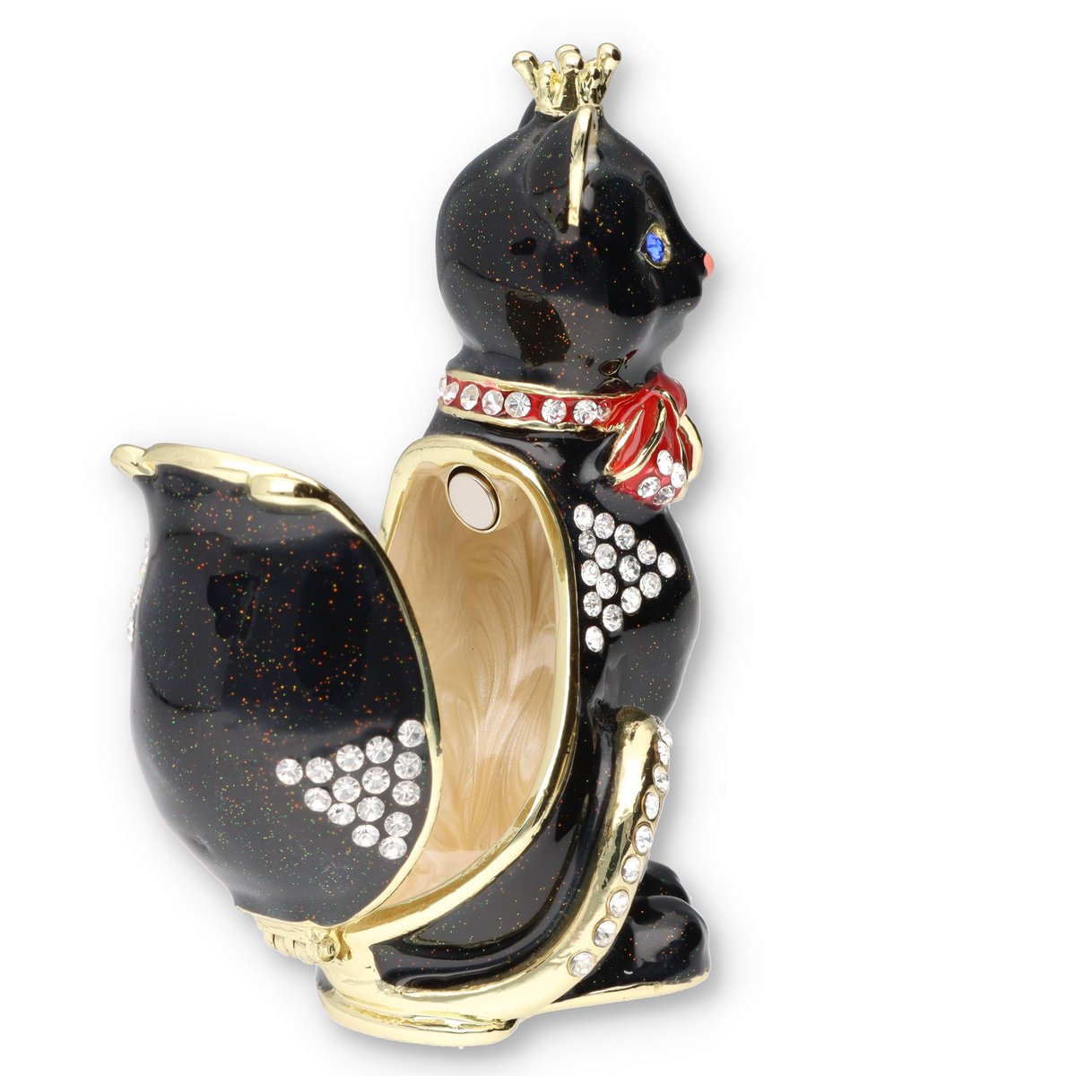 クラウンキャット 王冠 猫 ネコ ジュエリーボックス (ブラック) | 宝石