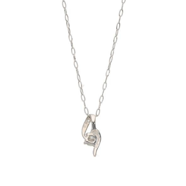 K18WG ダイヤモンドネックレス 2g K18WGダイヤモンドネックレス 0.06ct ハート&キューピッド （ホワイト