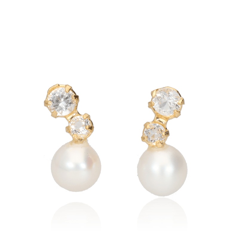18K ホワイトトパーズ＆淡水パールピアリングチャーム K18淡水パール・ホワイトトパーズピアス | 宝石・時計 モンデン