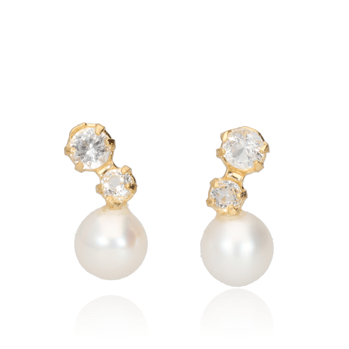 K18淡水パール・ホワイトトパーズピアス | 宝石・時計 モンデン
