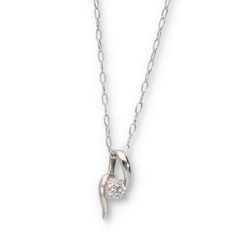 K18WGダイヤモンドネックレス 0.06ct ハート&キューピッド （ホワイト