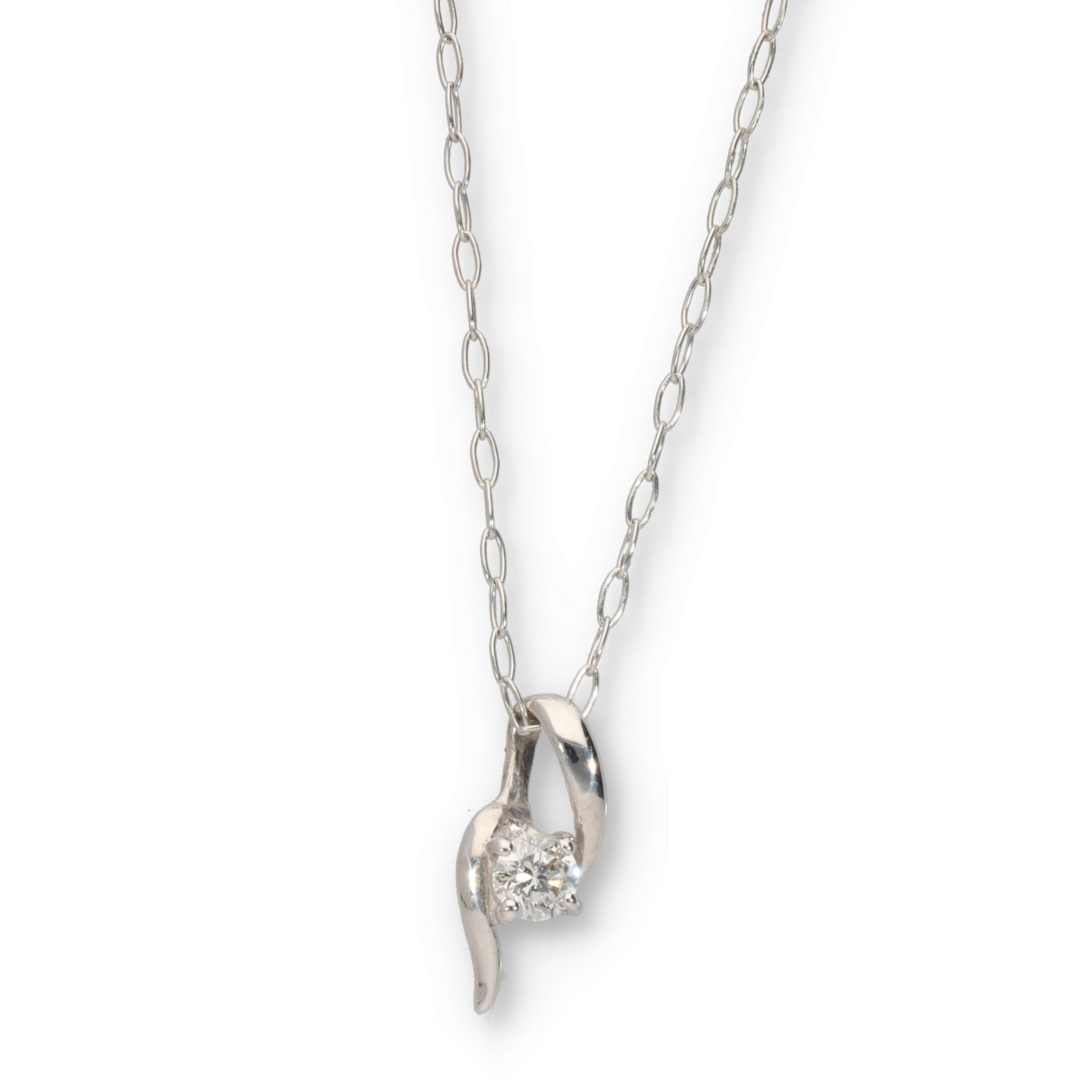 K18WGダイヤモンドネックレス 0.06ct ハート&キューピッド （ホワイト