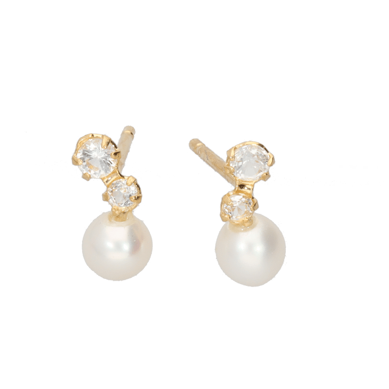 K18淡水パール・ホワイトトパーズピアス | 宝石・時計 モンデン