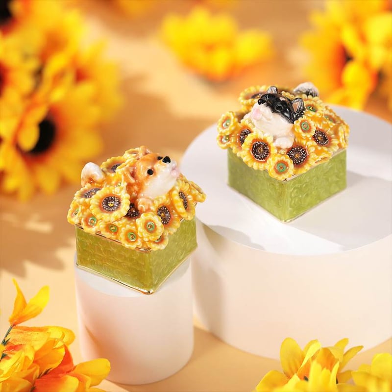 柴犬のふく いぬ 犬 ジュエリーボックス(ふくとヒマワリ) | 宝石・時計