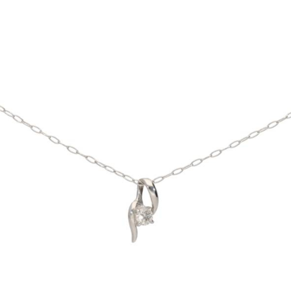 K18WGダイヤモンドネックレス 0.06ct ハート&キューピッド （ホワイト