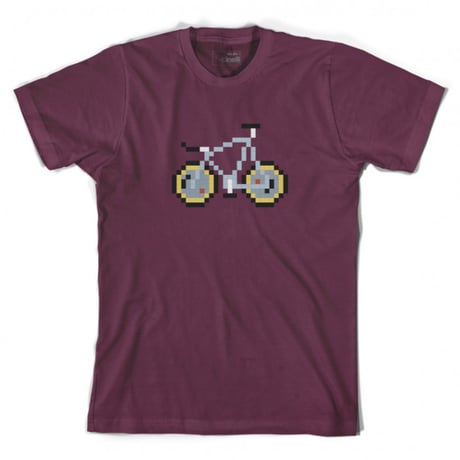 チネリ　ピクセルバイク レーザー Tシャツ ボルドー