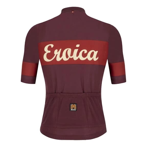 Santini Eroica サイクルジャージ 黒赤ストライプ　Mサイズ上下 Santini サンティーニ】Eroica Ruby Short Sleeve Jersey