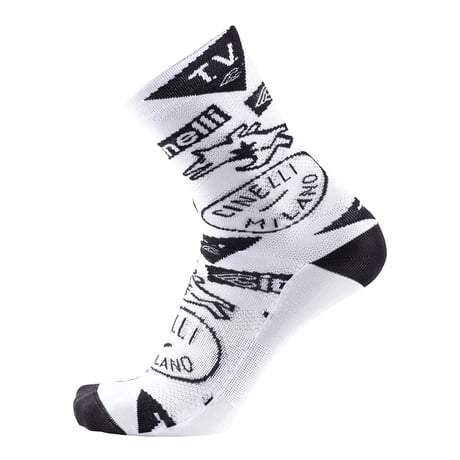 チネリ ソックス TEMPO SOCKS WHITE BLACK CINELLI MILANO