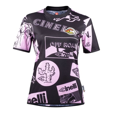 チネリ Tシャツ GRAVEL レディース テックTシャツ SHORTSLEEVE BLACK/ROSA