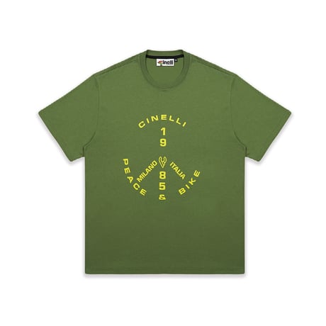 チネリ　ピース＆バイク85 – Tシャツ グリーン