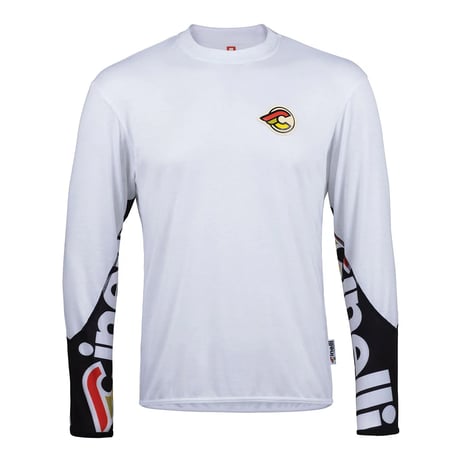 チネリ Tシャツ GRAVEL TECH TEE  LONGSLEEVE WHITE LOGO SCRITTA CINELLI