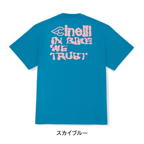 チネリ　IN BIKE WE TRUST Tシャツ スカイブルー