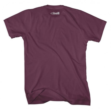 チネリ　ピクセルバイク レーザー Tシャツ ボルドー