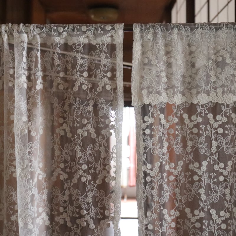 カフェカーテン　フランス製チュールレース 2サイズ展開 レース カフェカーテン60x120cm