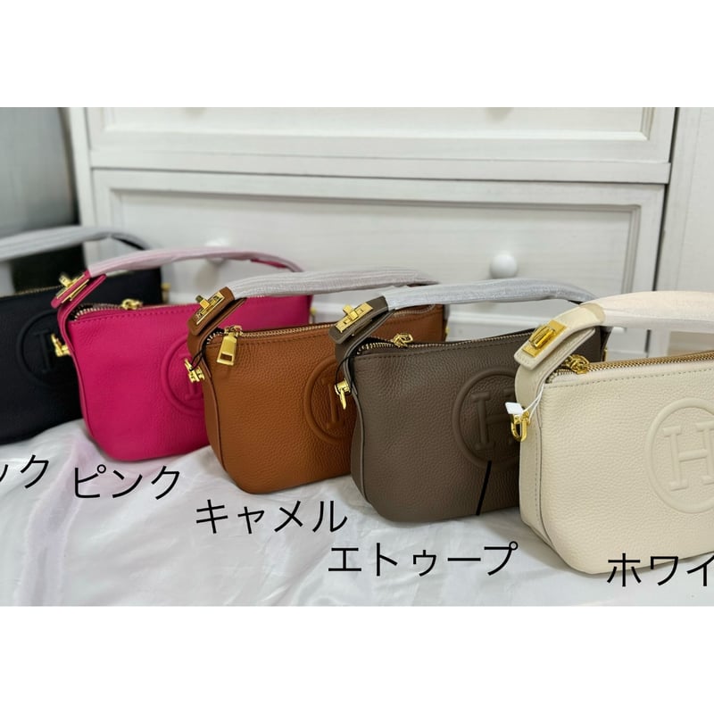 予約】本革 Hロゴ 2way レザー ミニバッグ ショルダーストラップ 予約】本革 Hロゴ 2way レザー ミニバッグ ショルダーストラップ
