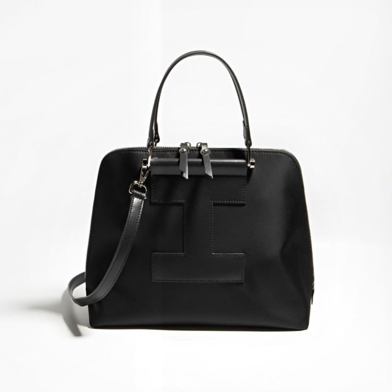 予約】牛革レザー ファブリックラウンドバッグ | hanao select