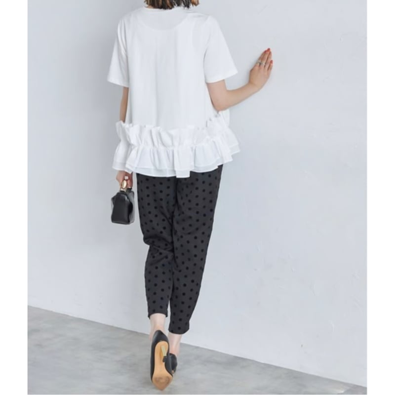 即納】裾フリルドッキングデザインカットソー Tシャツ | hanao select