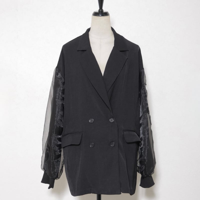 即納】袖チュールレイヤード MA-1風 デザインジャケット | hanao select