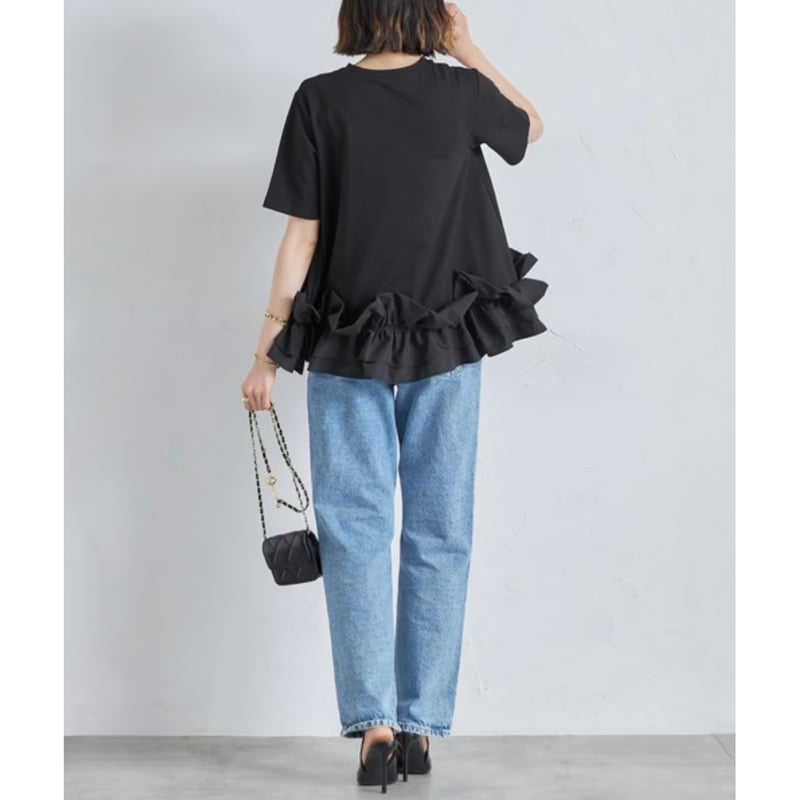 即納】裾フリルドッキングデザインカットソー Tシャツ | hanao select
