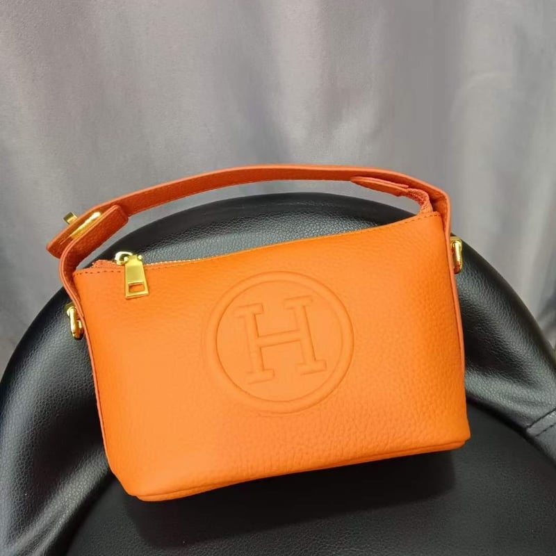 予約】本革 Hロゴ 2way レザー ミニバッグ ショルダーストラップ