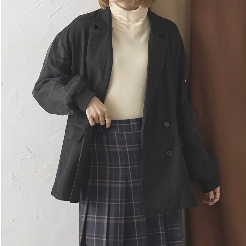 即納】袖チュールレイヤード MA-1風 デザインジャケット | hanao select