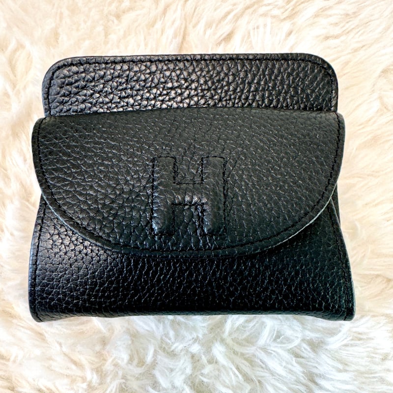 GANZO レザー 本革 コインケース ロゴ刻印 カード入れ 黒 イエロー 箱