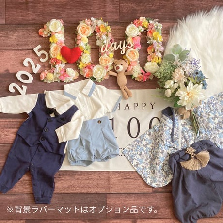 【100日祝い｜シンプルプラン】ベビードロップ：フラワーナンバー＆ブーケ