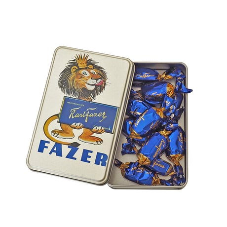 【Fazer ファッツェル】カールファッツェル ミルクチョコレートレトロ缶　ライオンシルバー(10粒)