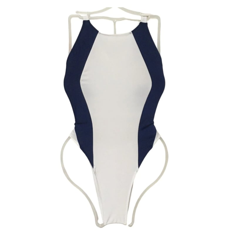 スポーツ用水着 ネイビー/ホワイト XSFWO10J2 配色 背中魅せ ワンピース 水着