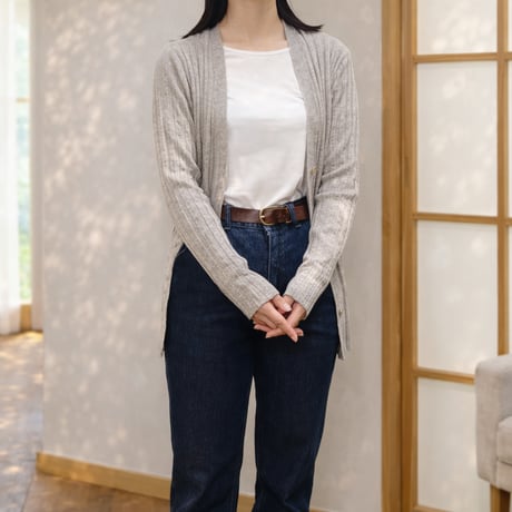 [竹布] ヤク ワイドリブカーディガン