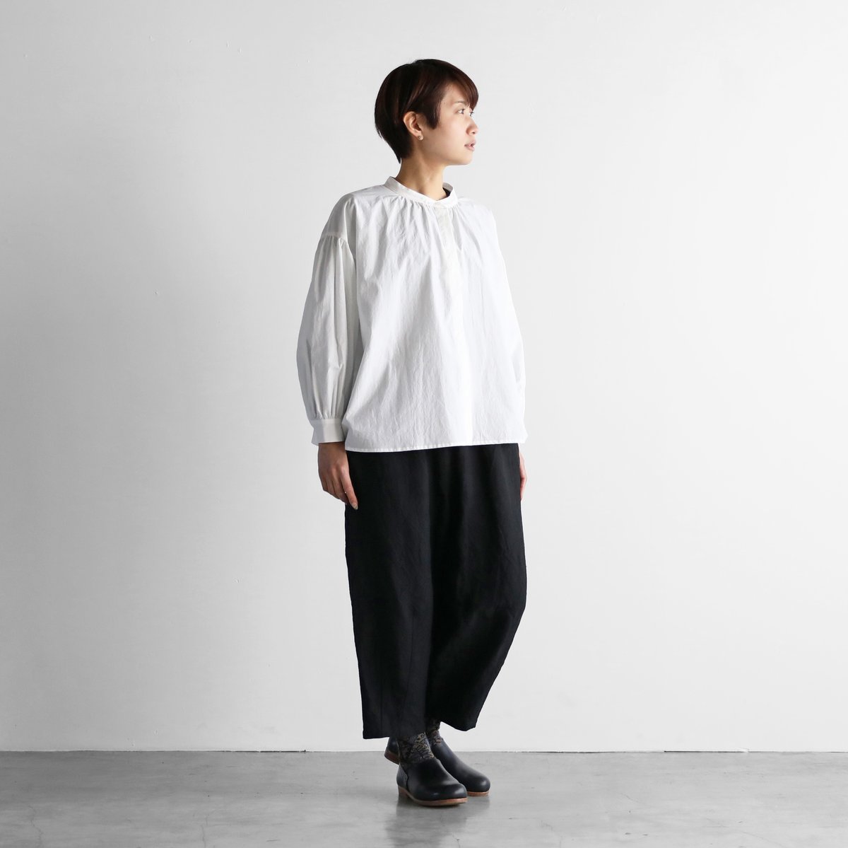 unisex｜バンブーリネンバルーンパンツ｜ブラック | 八画