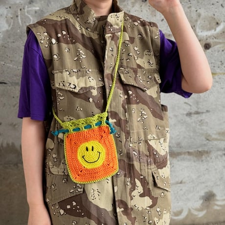 ハンドメイドニットポシェット（orange）