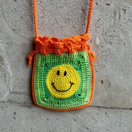 ハンドメイドニットポシェット（orange）