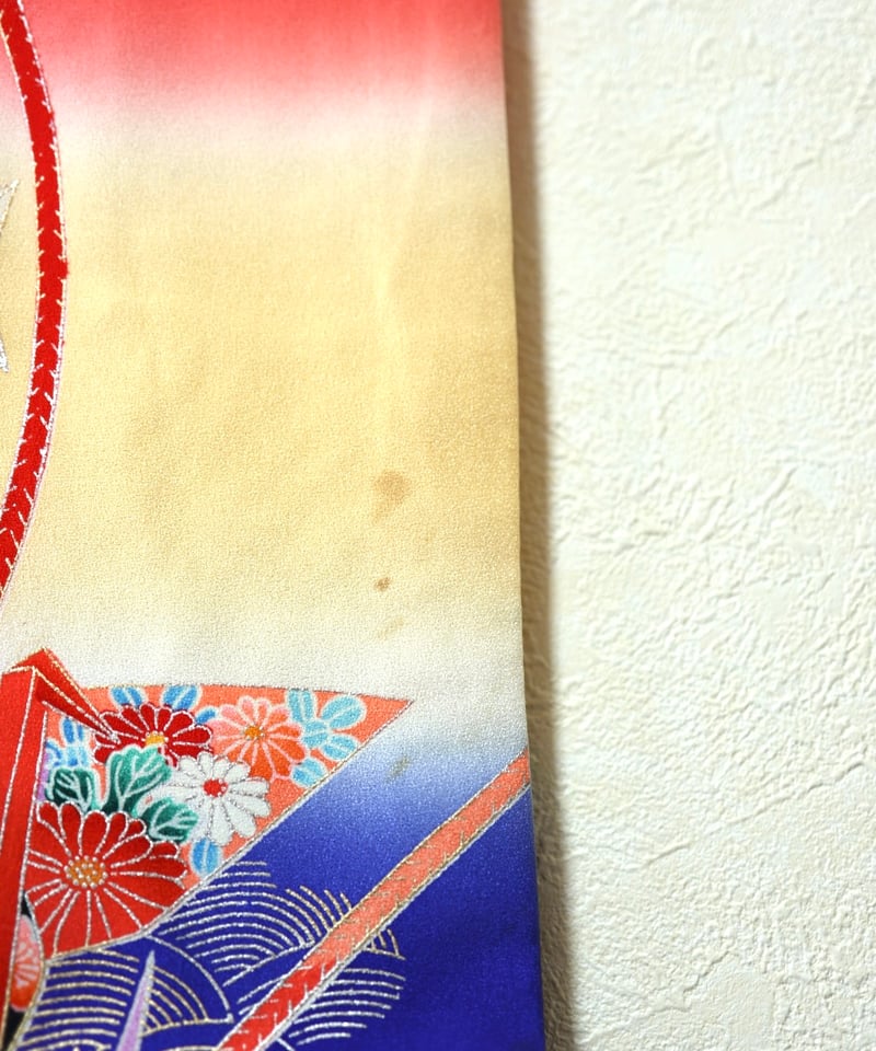 広島 七五三 着物 レンタル 7歳 女の子 朱色 折り鶴 絞り柄 出張着付