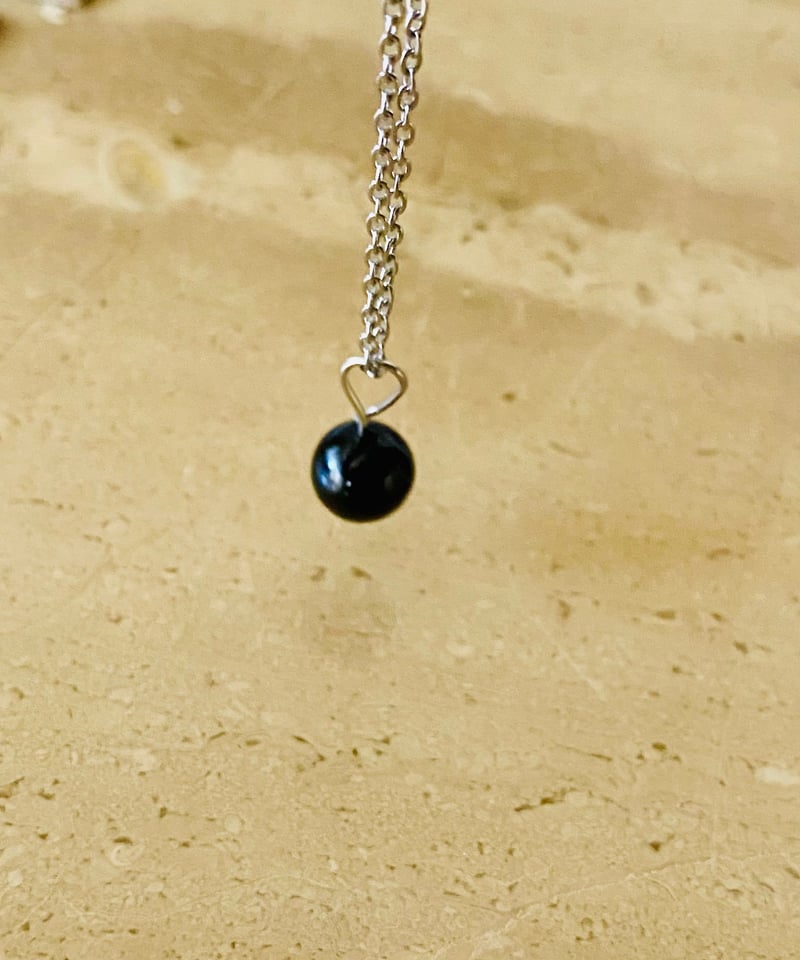 黒水晶モリオン シンプル一粒ネックレスサージカルチェーンアレルギー