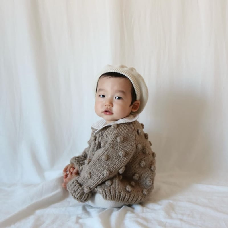 The Blueberry Hill】 Popcorn Cardigan Flax | すみれ草