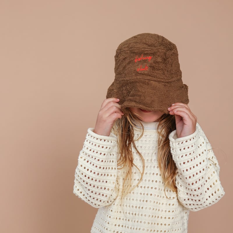 GROWN】'Fishing Club' Terry Bucket Hat - Mud |
