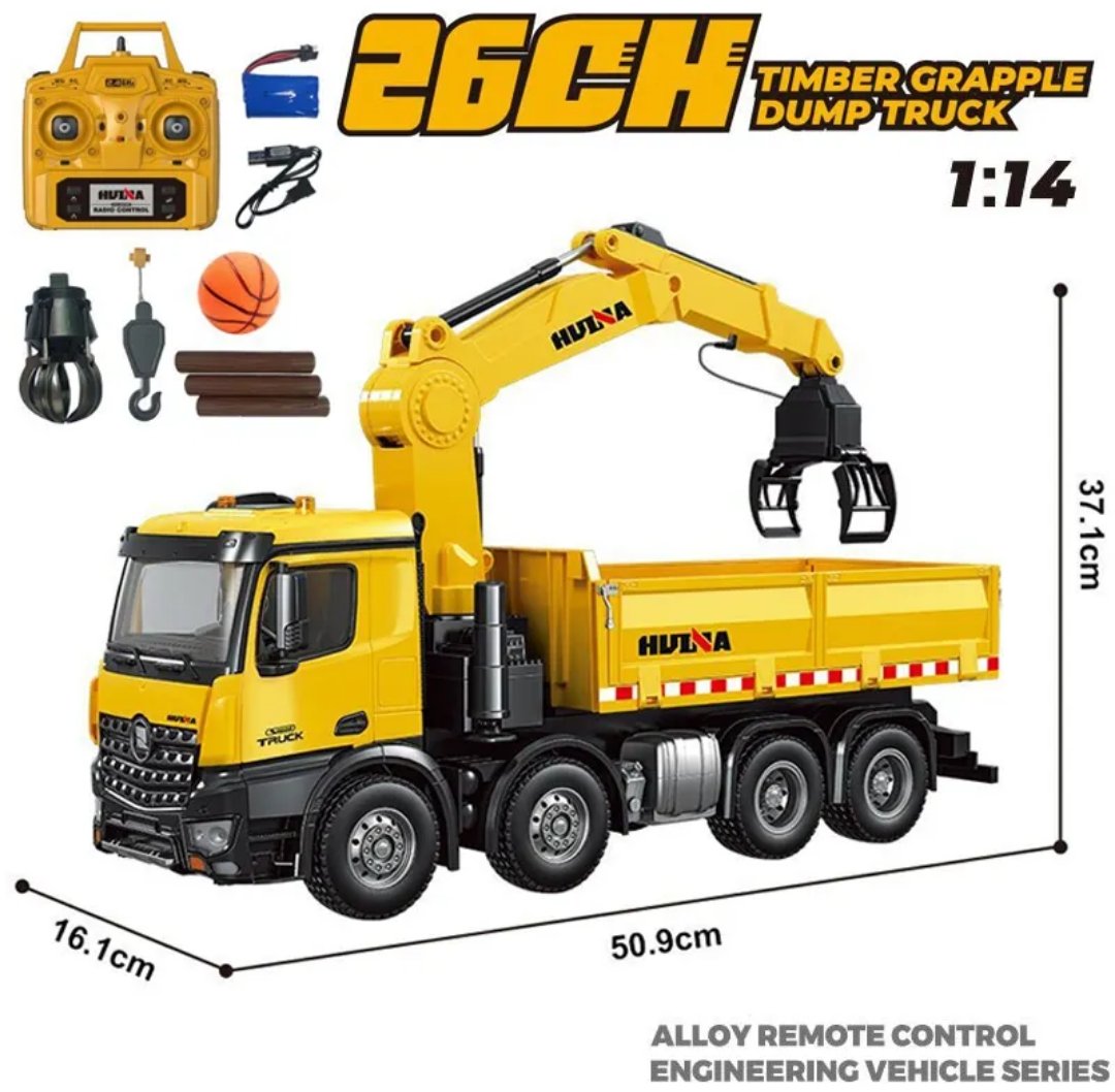ラジコン クレーンアーム付きダンプトラック 1/14スケール HUINA 1538