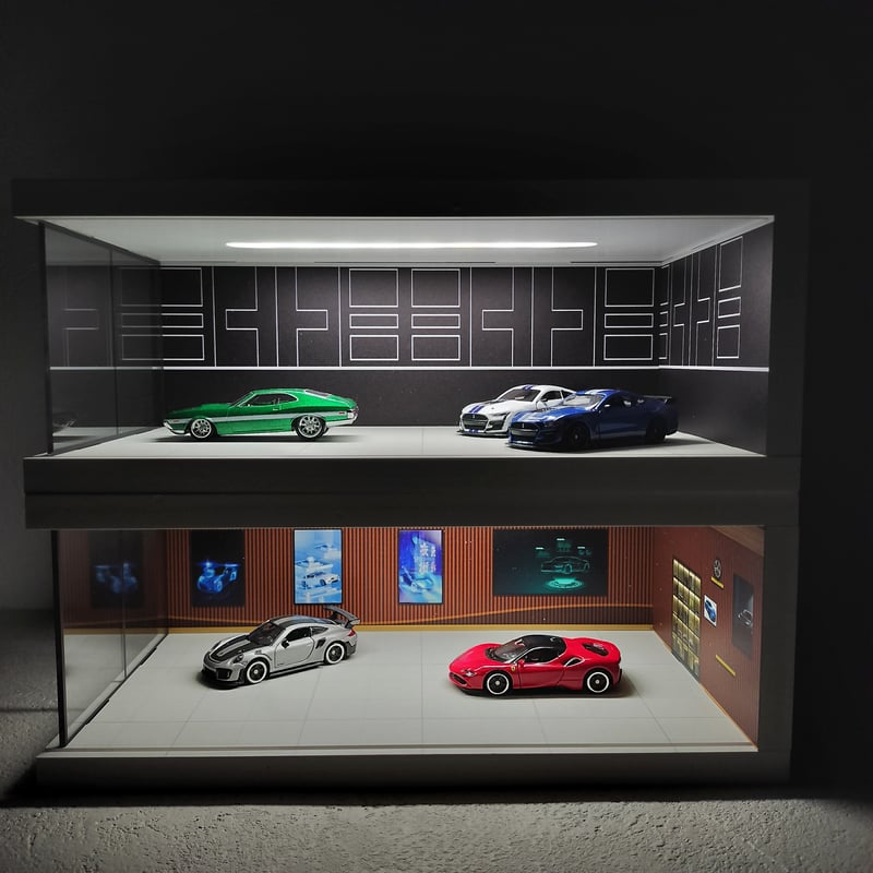 ショールーム　ミニカー専用ディスプレイ　1/64スケール 2階建 ショールーム ミニカー専用ディスプレイ 1/64スケール : WORLD