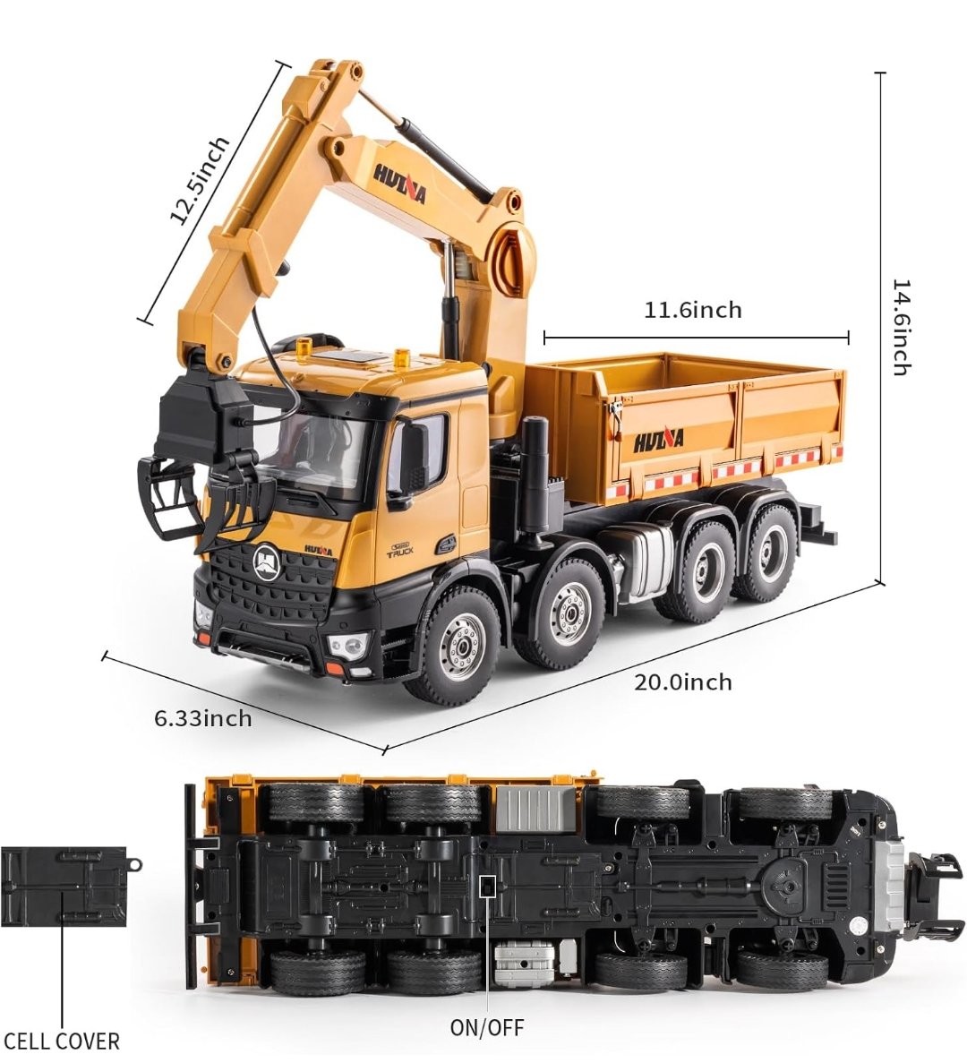 ラジコン クレーンアーム付きダンプトラック 1/14スケール HUINA 1538