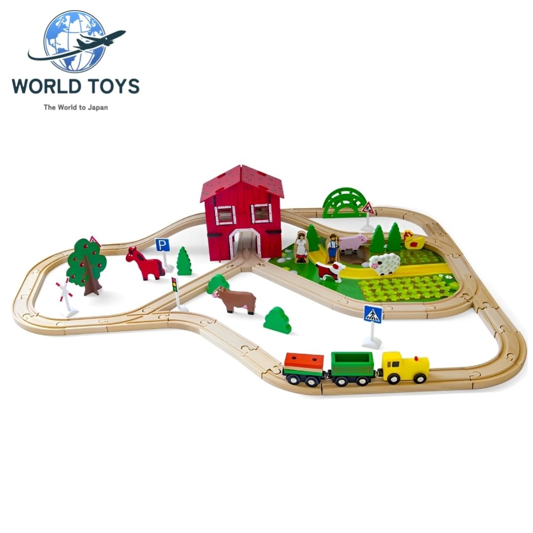 木製トロッコ列車 アニマルファームセット 77PCS 食品衛生法適合品