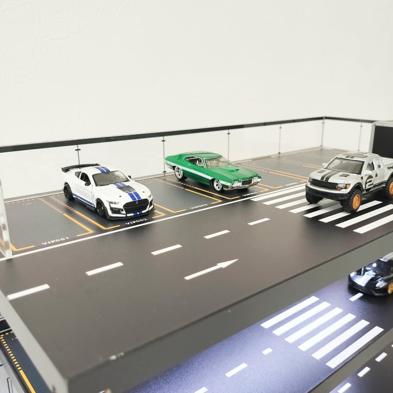 ミニカー ディスプレイ 5階建立体駐車場 LED照明搭載 1/64スケール