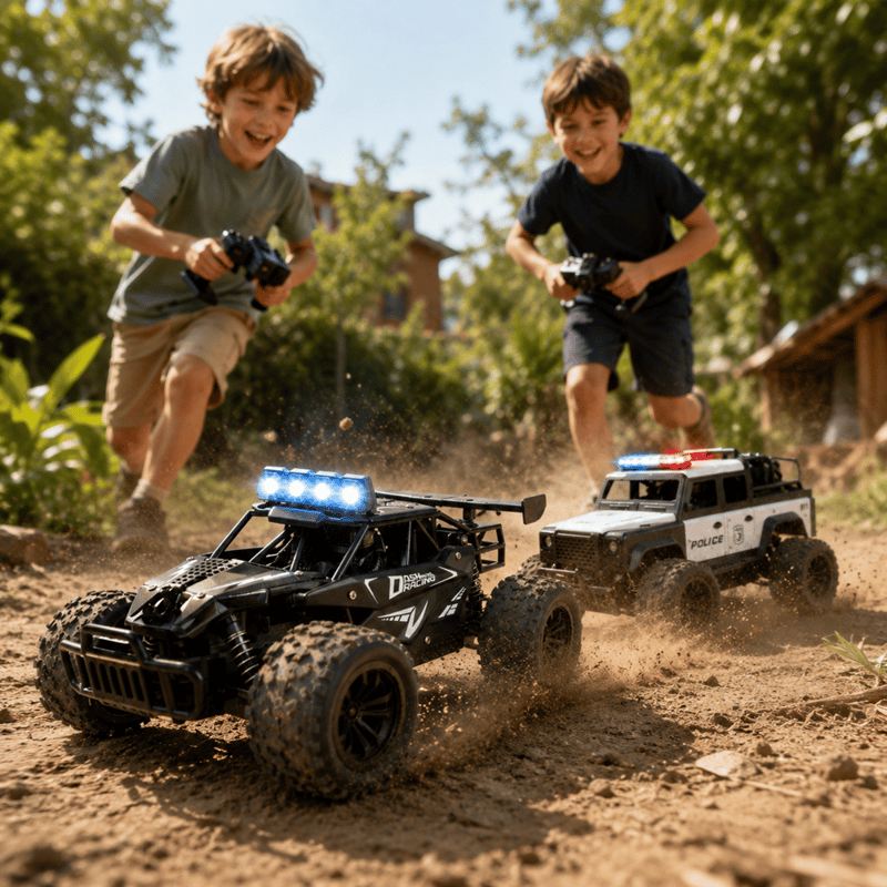 追跡車 VS 逃走車 ラジコン 2台セット サイレン＆ライト搭載 金属強化