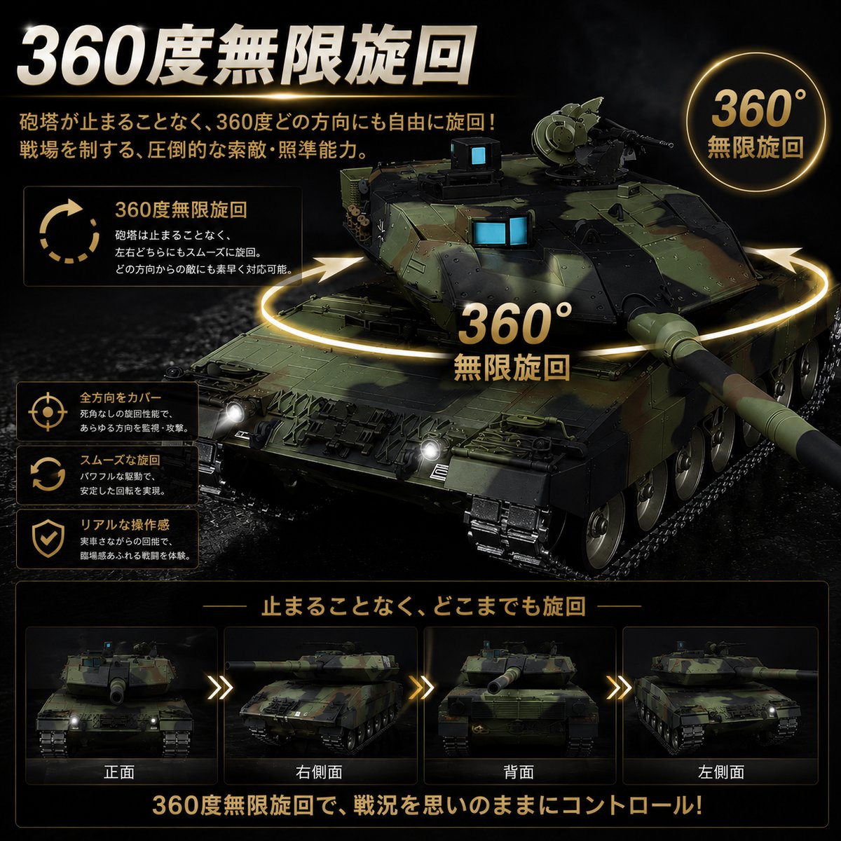 戦車ラジコン Heng Long（ヘンロン） レオパルド2A6 1/16スケール 最