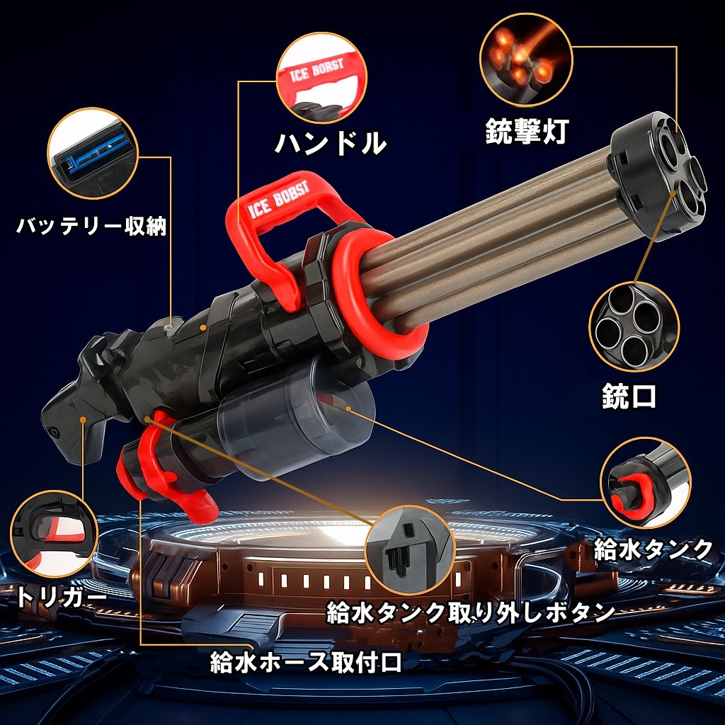 ガトリング型ウォーターガン ガトリング型ウォーターガン 電動水鉄砲 ウォーターガン : WORLD
